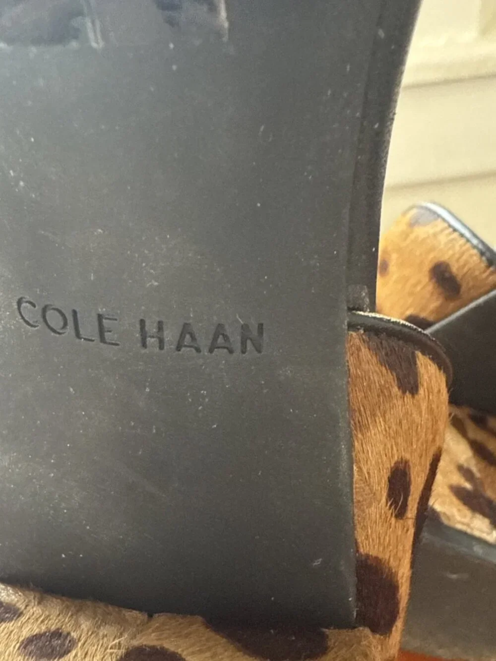 Cole Haan Daina D’Orsay Animal Print Haircalf Round Toe Block Heel Pumps Sz 7.5B